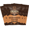 Packaging of Brayn Mushroom Coffee with the tagline 'Rich Coffee Taste. Mushroom Coffee.