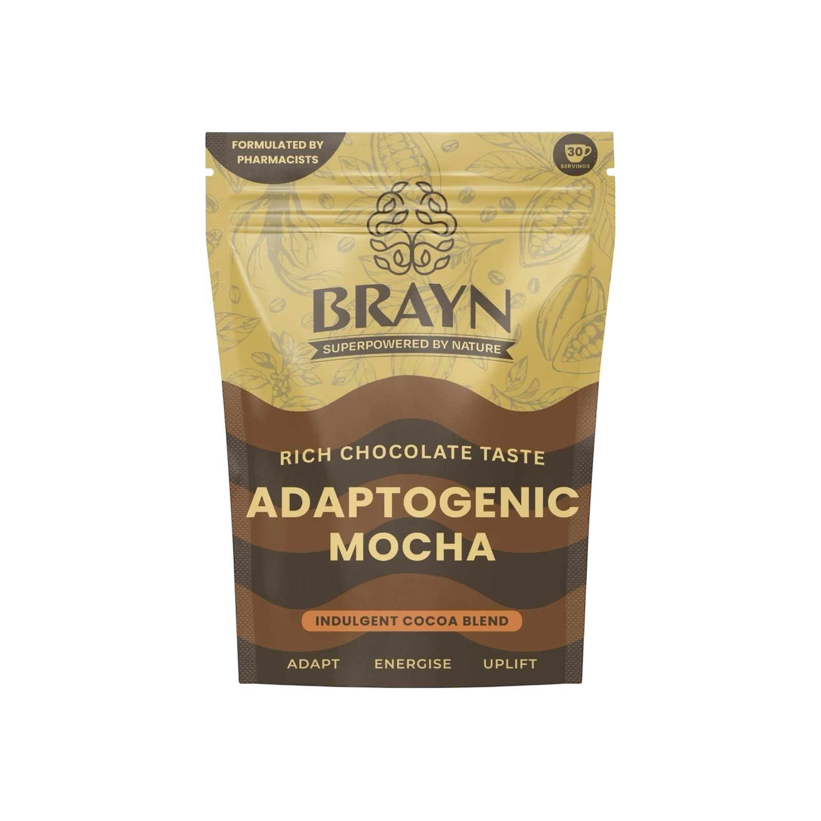 Brayn Adaptogenic Mocha packaging on a white background